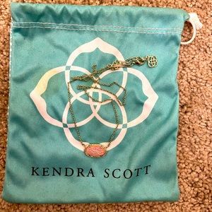 Gold Kendra Scott Elisa Necklace with Pink Drusy